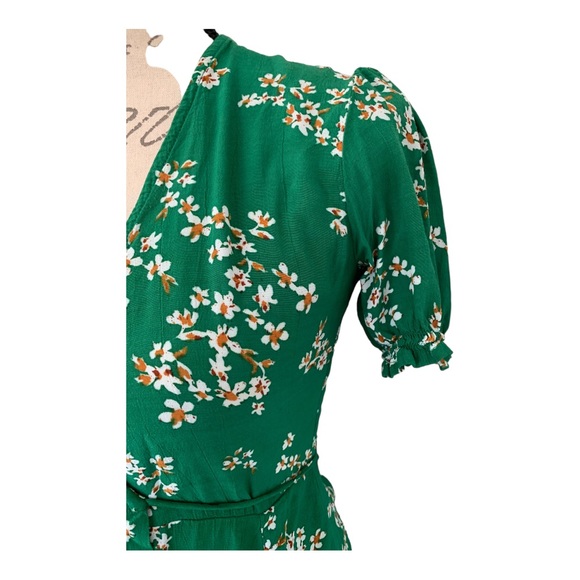Faithful  the Brand Mira Wrap Dress Cap Estel Print Green Size 2 - Picture 6 of 10